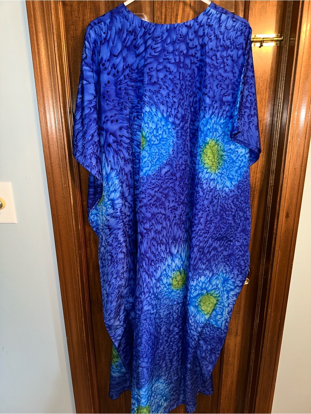 Blue Floral Print Caftan Dress - Picture 3 of 4